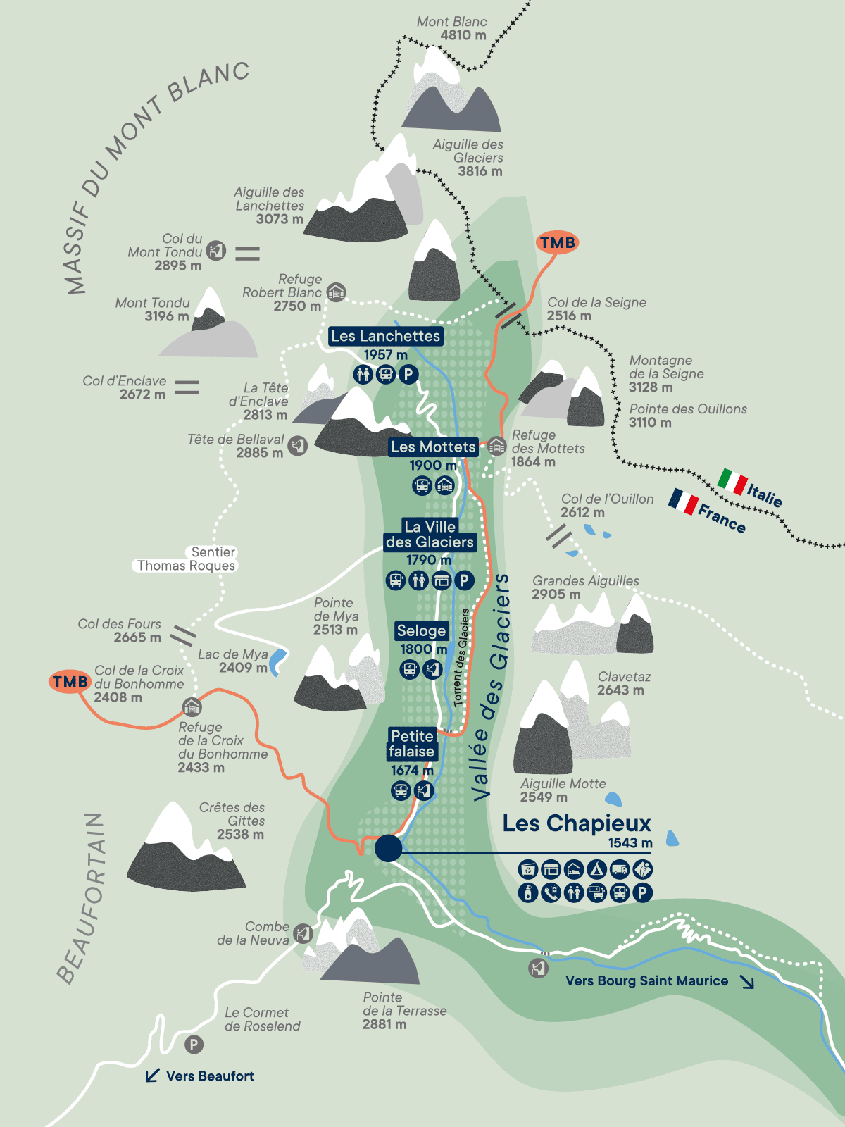 Cartographie de la vallée des Glaciers