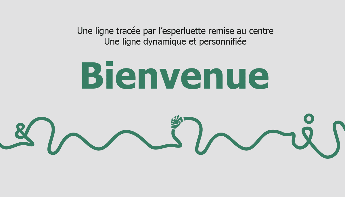 Présentation de l'intention graphique déployée sur l'ensemble du dispositif d'accueil signalétique du réseau : l'idée du bienvenue et du lien. 