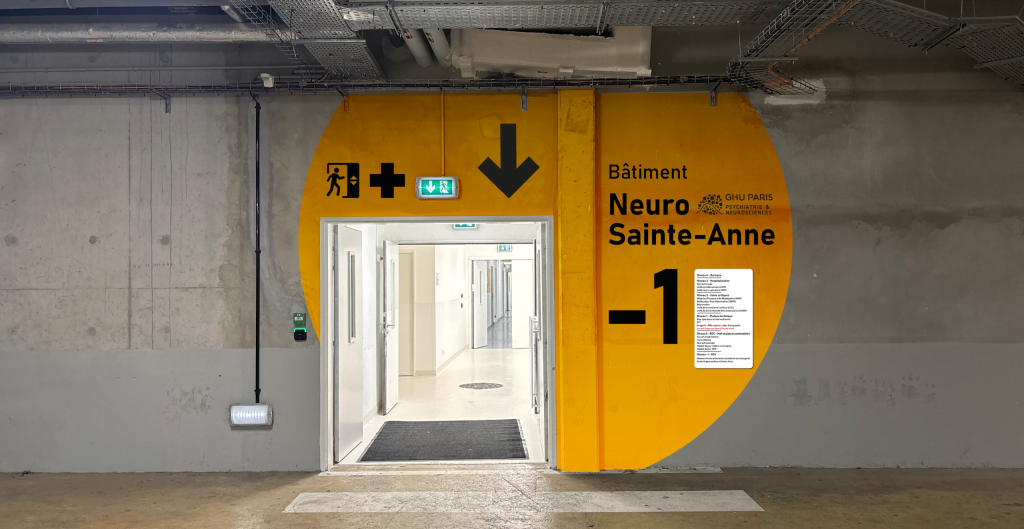 Conception signalétique du parking de Neuro Sainte Anne